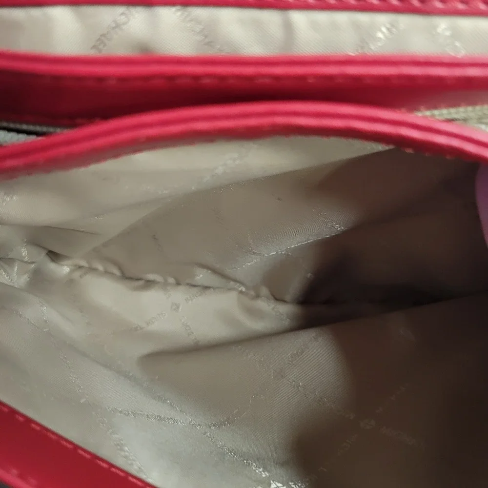 Michael Kors Red‎ Pebbled Leather Studded Flap Crossbody Bag Gold Hardware